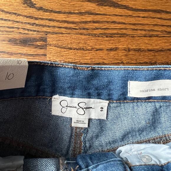 New Jessica Simpson Girl's Embroidered Sunshine Fringe Denim Jean Shorts - 10 - Picture 6 of 6